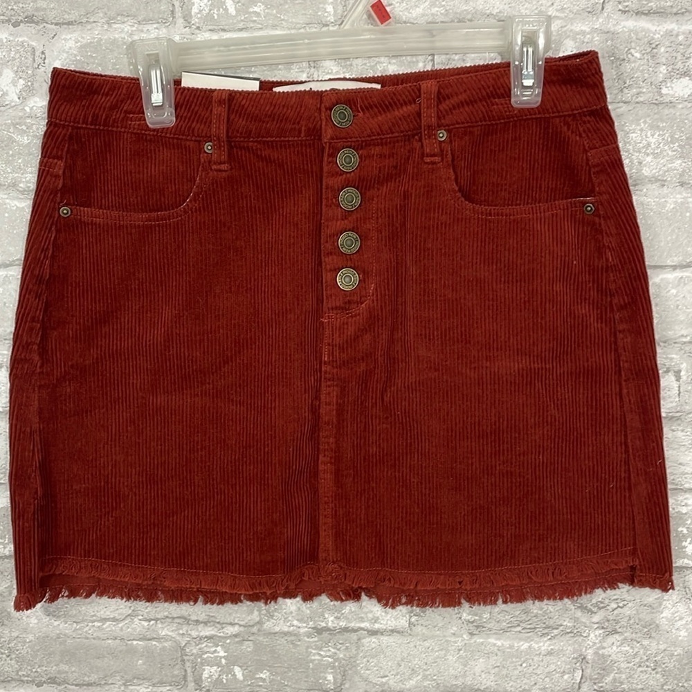 Indigo Rein Mini Corduroy Rust Skirt